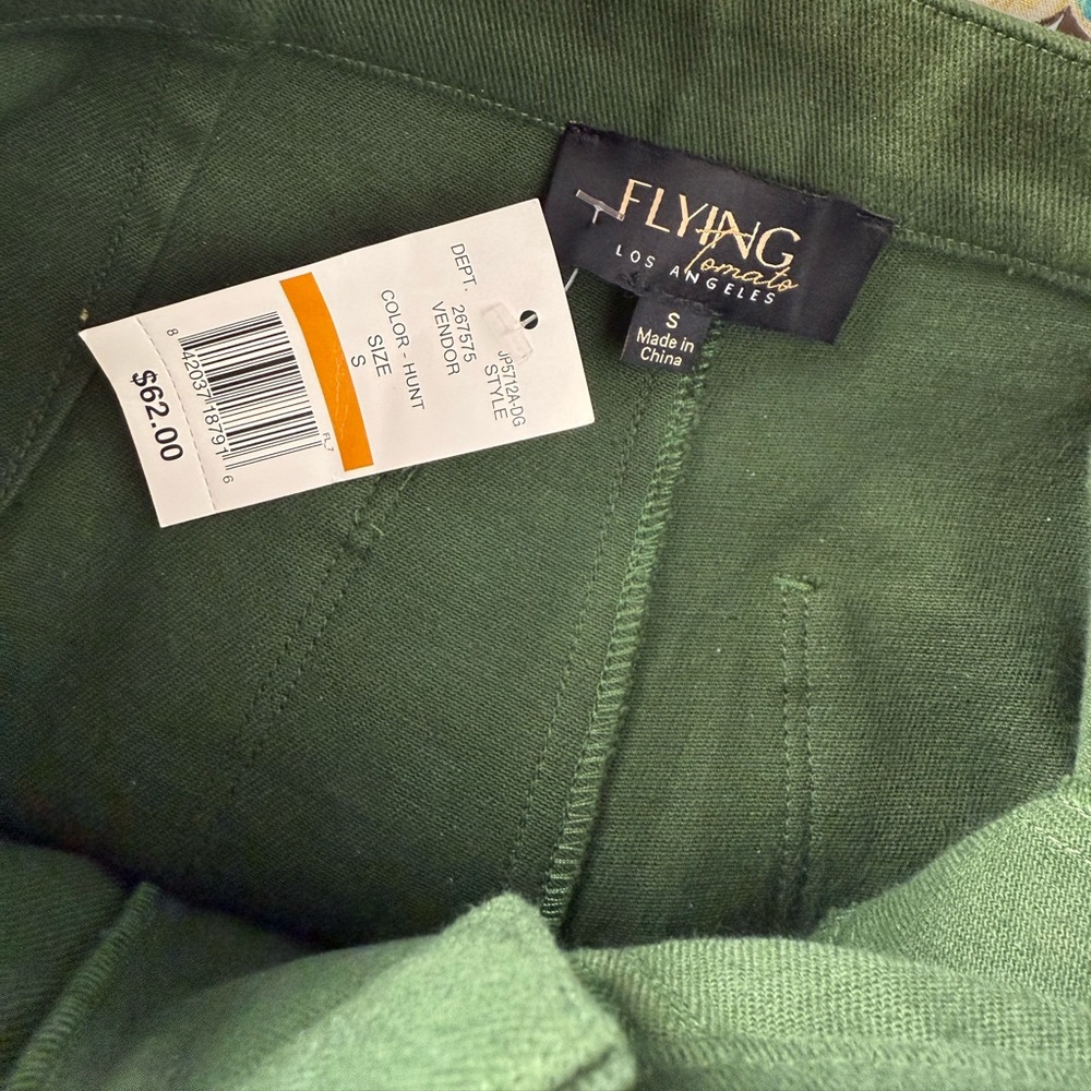 Flying Tomato Green Wide Leg Bell Bottom Flare Pants New With Tags Size Small - Picture 3 of 12